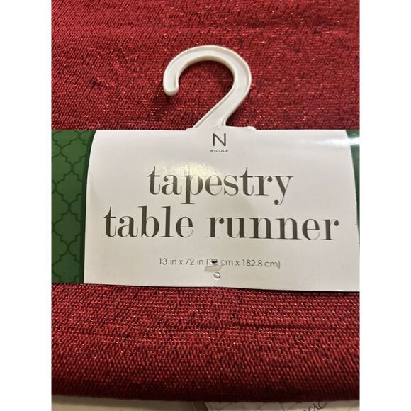 Nicole Christmas Tapestry Table Runner 13" x 72" Made in India - Picture 3 of 4